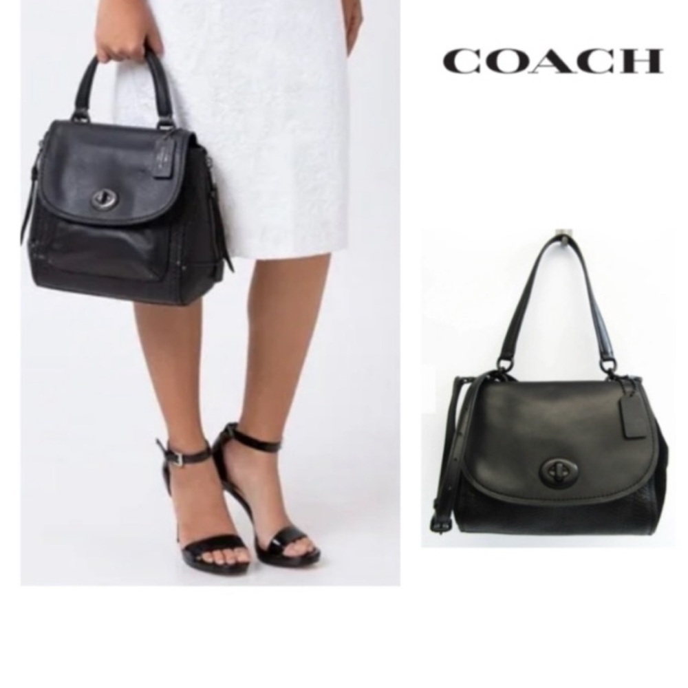 COACH FAYE MIXED LEATHER BAG IN BLACK LEATHER AND SUEDE F23348